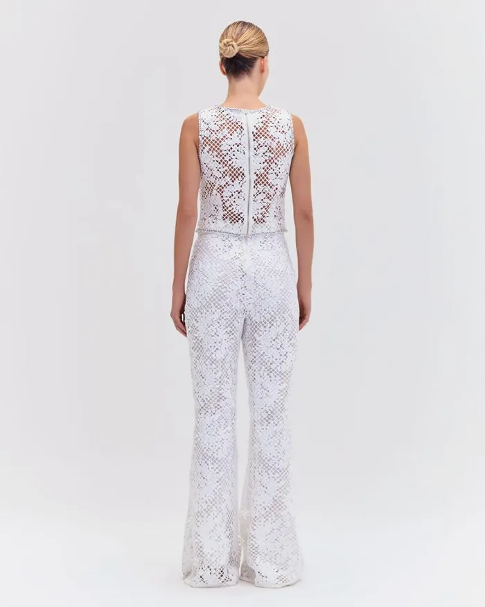Women Tops and Bodysuits PatBO HAND BEADED LACE TOP White