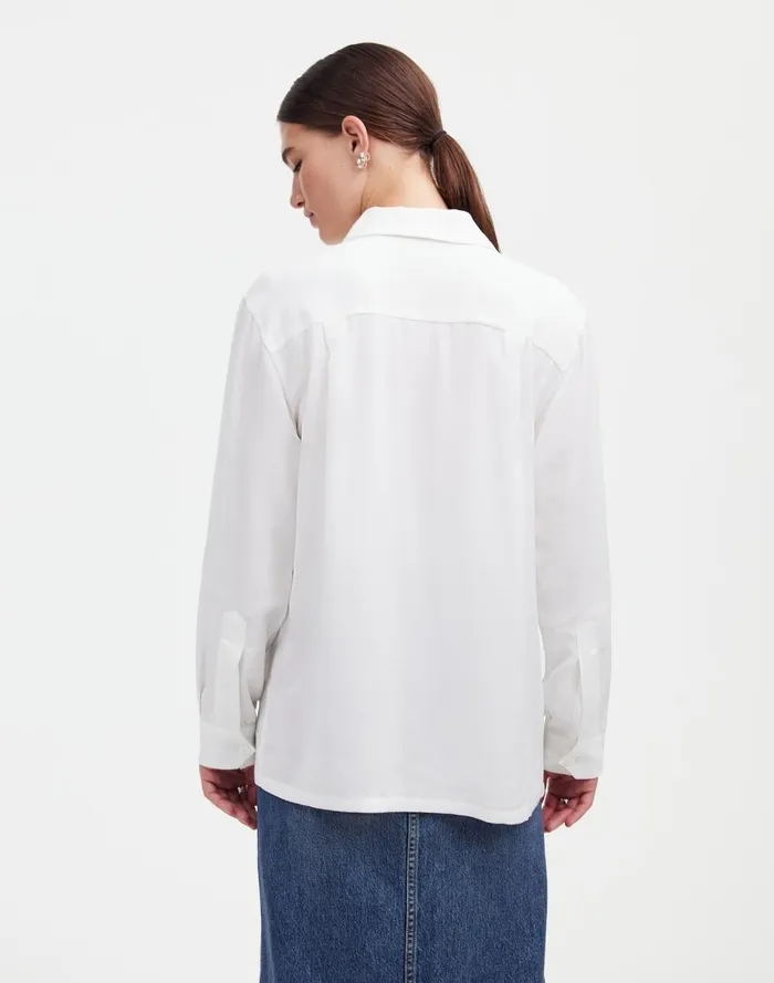 Women Tops and Shirts Madewell Alexa Chung For Madewell PleatPocket ButtonUp Shirt Eyelet White
