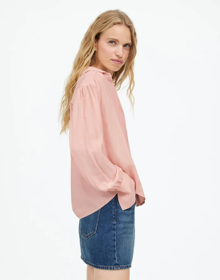 Women Tops and Shirts Madewell LongSleeve ButtonFront Top Pale Blush