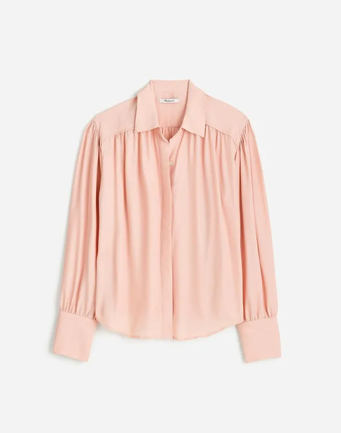 Women Tops and Shirts Madewell LongSleeve ButtonFront Top Pale Blush