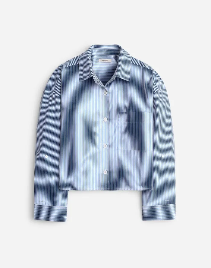 Women Tops and Shirts Madewell StraightHem Shirt Blue And White Even Stripe
