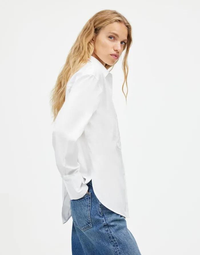 Women Tops and Shirts Madewell Tuxedo ButtonUp Shirt In Poplin Eyelet White