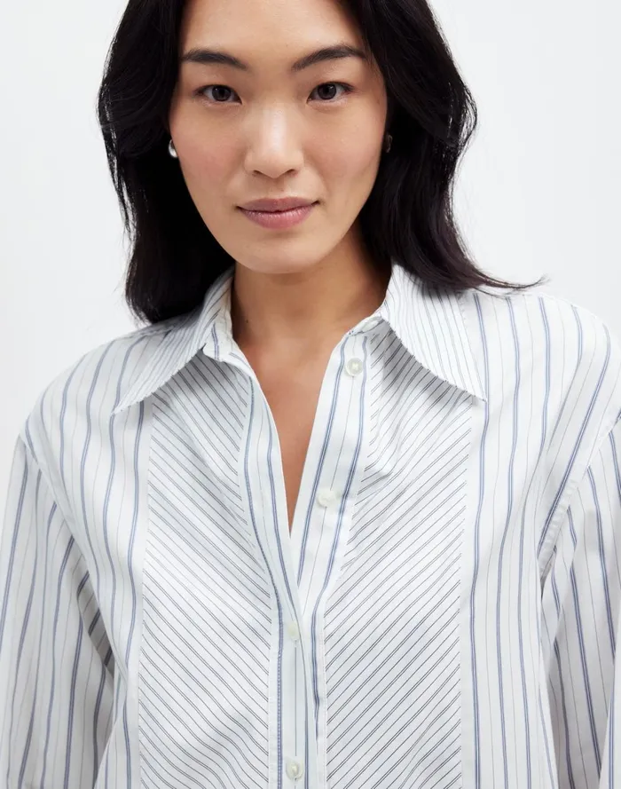Women Tops and Shirts Madewell Tuxedo ButtonUp Shirt In Poplin Eyelet White