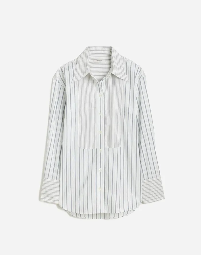 Women Tops and Shirts Madewell Tuxedo ButtonUp Shirt In Poplin Eyelet White