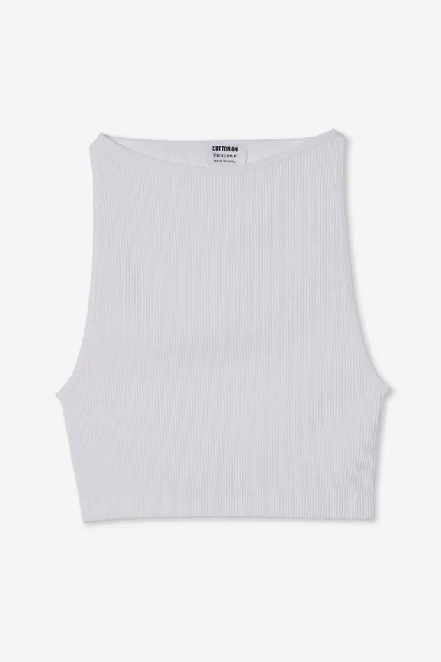 Women Tops Cotton On Seamless Benni High Neck Tank White