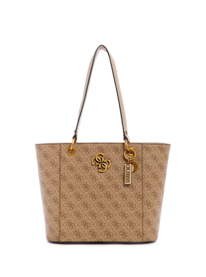 Women Tote Bags GUESS Brown Logo Noelle Elite Tote Bag