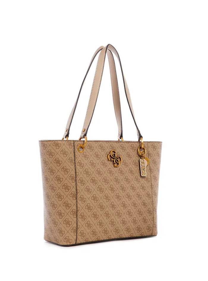Women Tote Bags GUESS Brown Logo Noelle Elite Tote Bag Women Tote Bags GUESS Brown Logo Noelle Elite Tote Bag