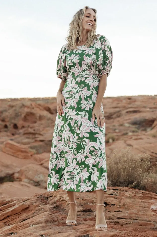 Women Tucson Midi Dress Green Pink Baltic Born Midi Dresses Women Tucson Midi Dress Green Pink Baltic Born Midi Dresses