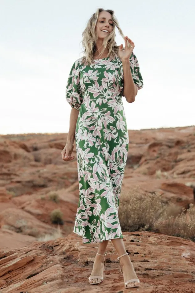 Women Tucson Midi Dress Green Pink Baltic Born Midi Dresses Women Tucson Midi Dress Green Pink Baltic Born Midi Dresses