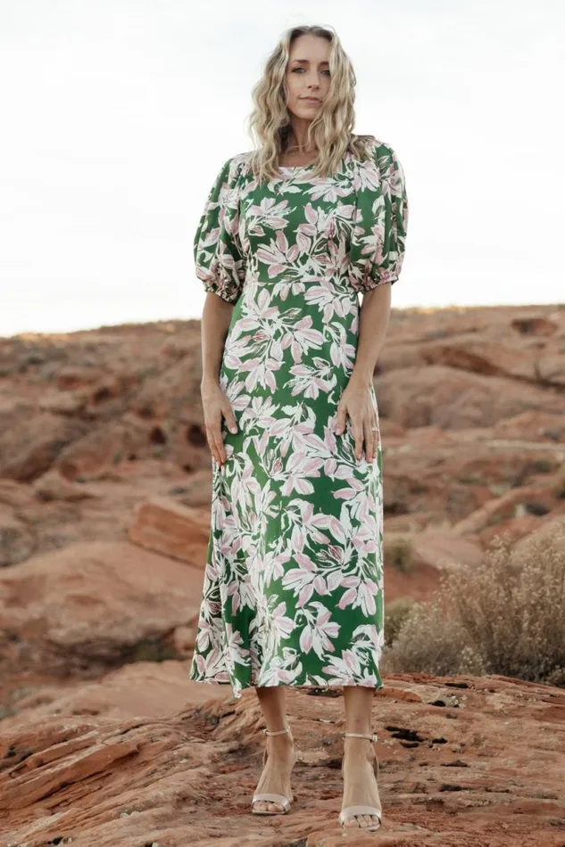 Women Tucson Midi Dress Green Pink Baltic Born Midi Dresses Women Tucson Midi Dress Green Pink Baltic Born Midi Dresses