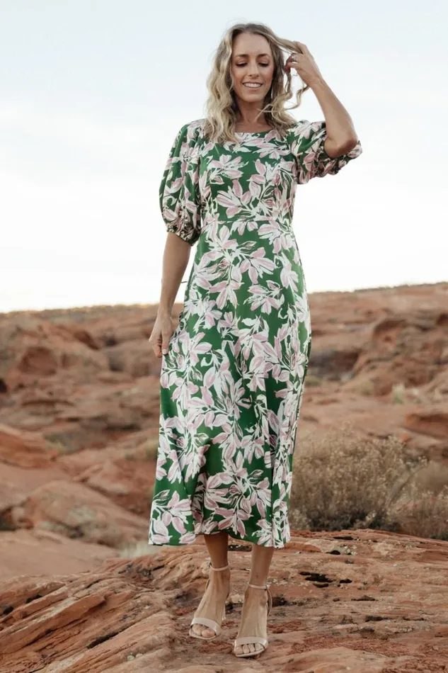 Women Tucson Midi Dress Green Pink Baltic Born Midi Dresses Women Tucson Midi Dress Green Pink Baltic Born Midi Dresses