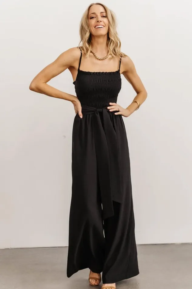 Women Vanessa Smocked Jumpsuit Black Baltic Born Jumpsuits and Rompers Women Vanessa Smocked Jumpsuit Black Baltic Born Jumpsuits and Rompers