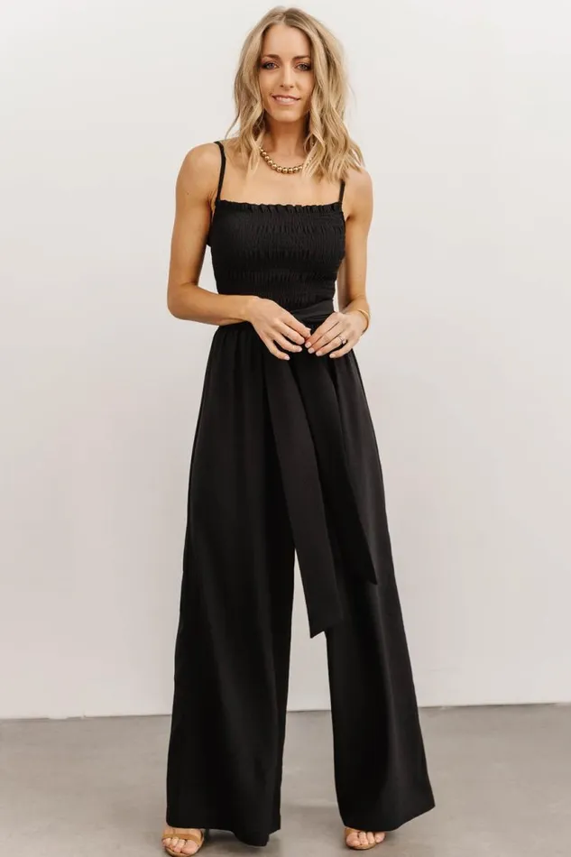 Women Vanessa Smocked Jumpsuit Black Baltic Born Jumpsuits and Rompers Women Vanessa Smocked Jumpsuit Black Baltic Born Jumpsuits and Rompers