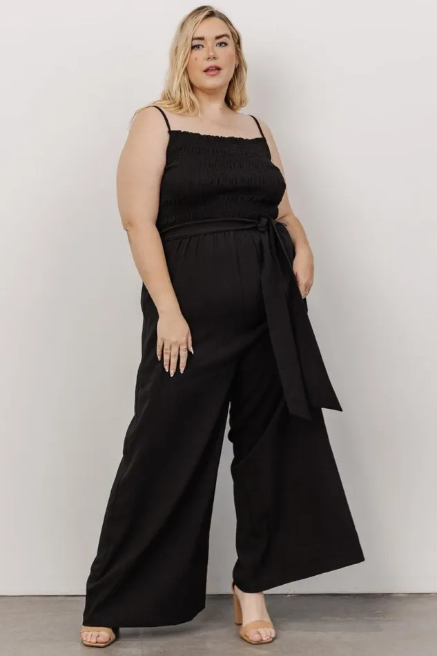 Women Vanessa Smocked Jumpsuit Black Baltic Born Jumpsuits and Rompers Women Vanessa Smocked Jumpsuit Black Baltic Born Jumpsuits and Rompers