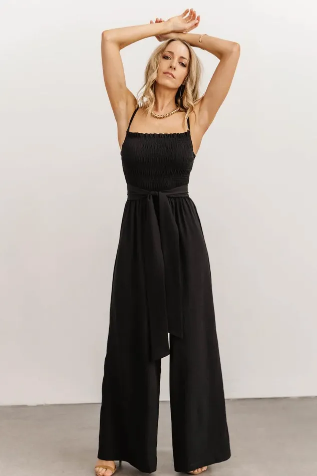 Women Vanessa Smocked Jumpsuit Black Baltic Born Jumpsuits and Rompers Women Vanessa Smocked Jumpsuit Black Baltic Born Jumpsuits and Rompers