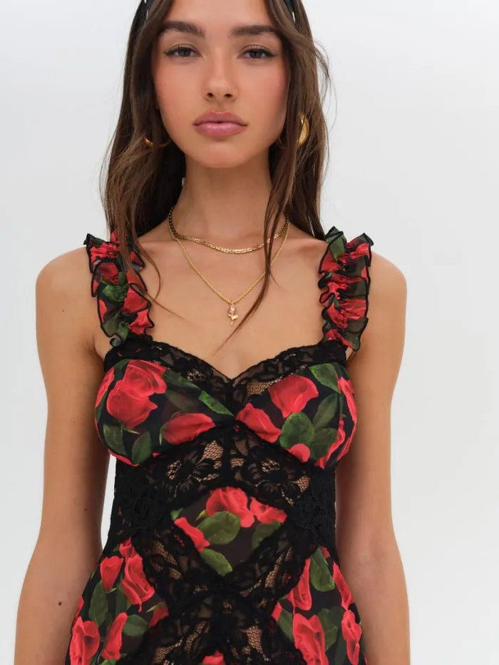 Women Varvera Sheer Midi Dress Red For Love and Lemons Dresses Women Varvera Sheer Midi Dress Red For Love and Lemons Dresses