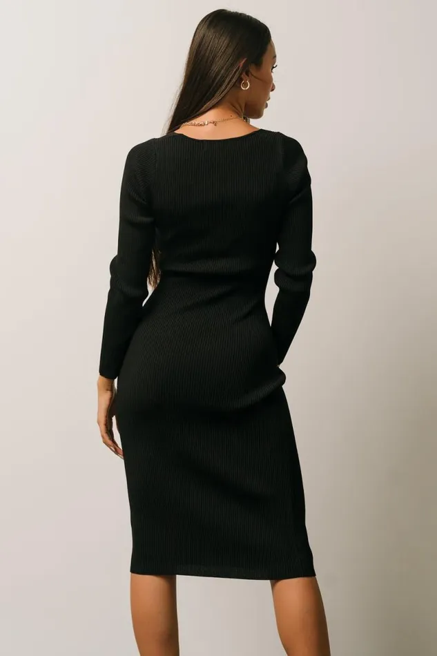 Women Waldorf Ribbed Midi Dress Black Baltic Born Midi Dresses Women Waldorf Ribbed Midi Dress Black Baltic Born Midi Dresses