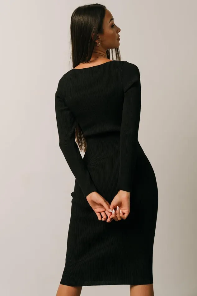 Women Waldorf Ribbed Midi Dress Black Baltic Born Midi Dresses Women Waldorf Ribbed Midi Dress Black Baltic Born Midi Dresses