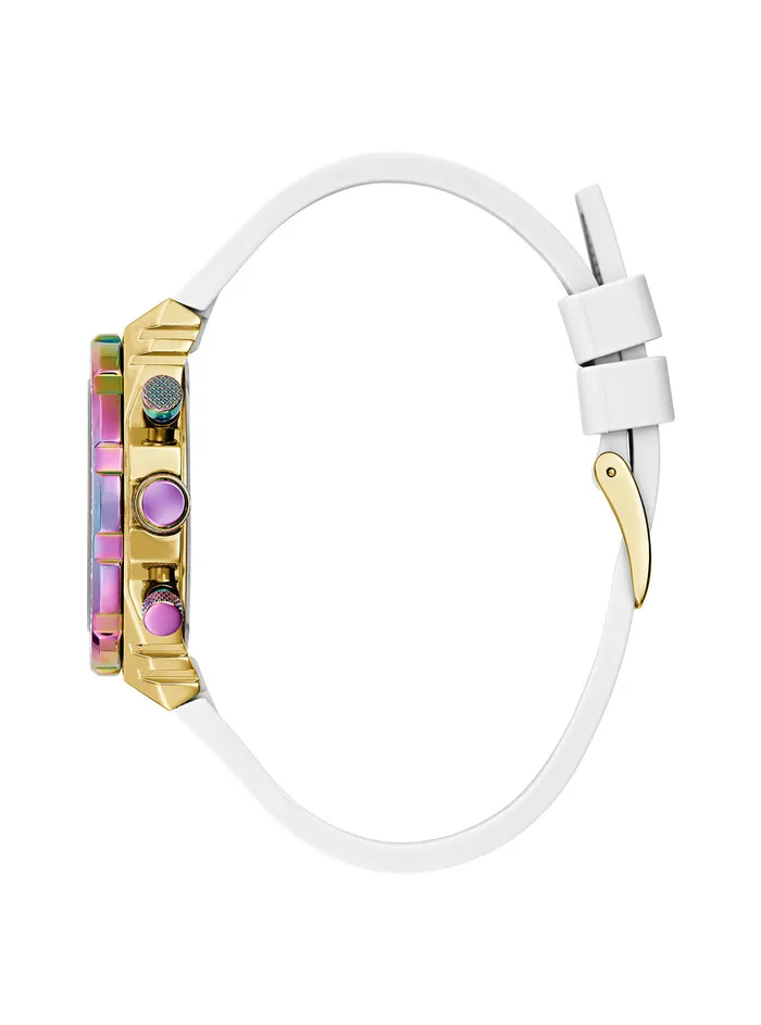 Women Watches GUESS White Iridescent Fusion Silicone Watch