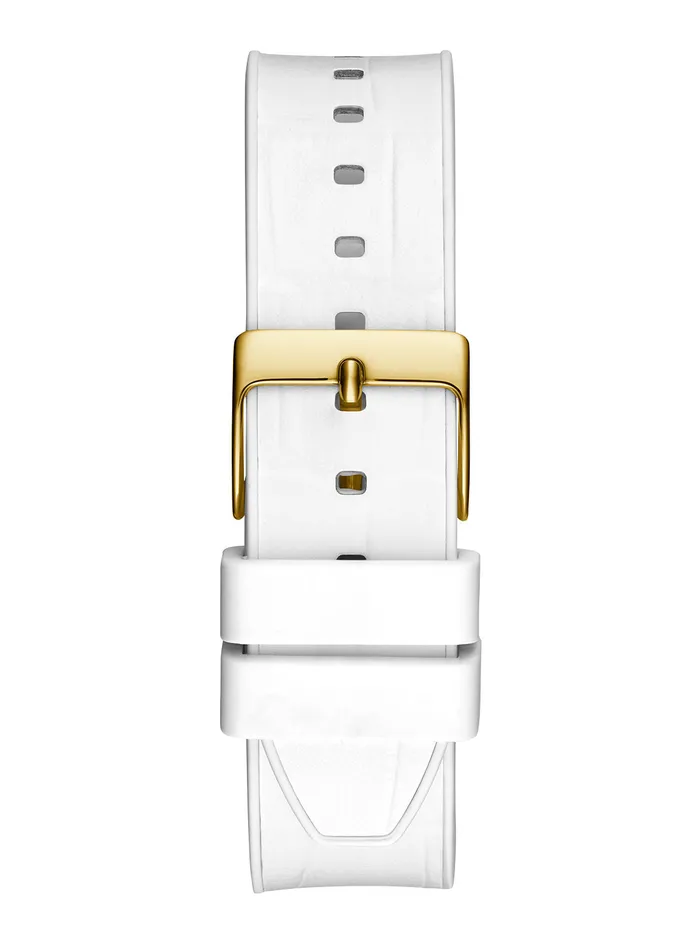 Women Watches GUESS White Iridescent Fusion Silicone Watch