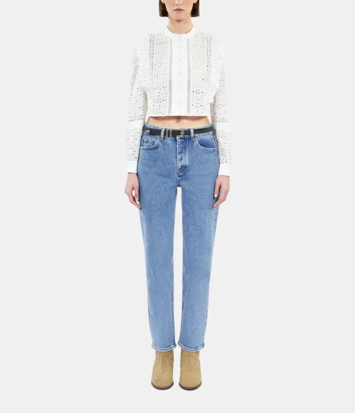 Women White Shirt With English Embroidery THE KOOPLES Blouses and Shirts