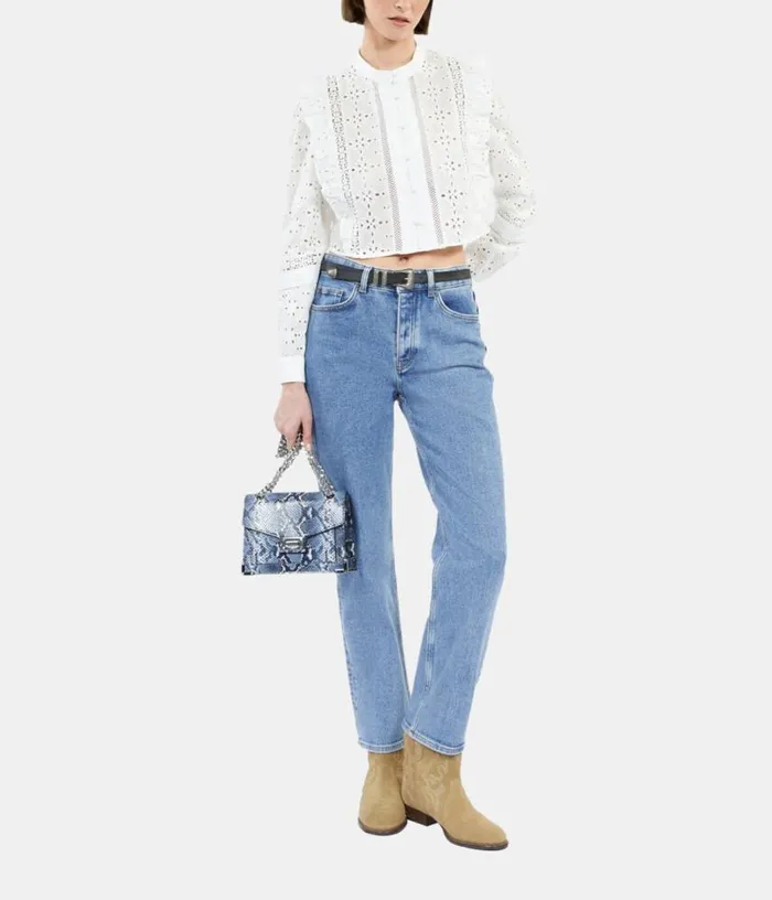 Women White Shirt With English Embroidery THE KOOPLES Blouses and Shirts