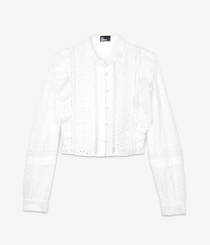Women White Shirt With English Embroidery THE KOOPLES Blouses and Shirts