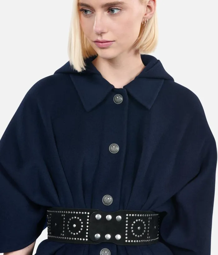 Women Wide Black Leather Belt With Studs THE KOOPLES Belts