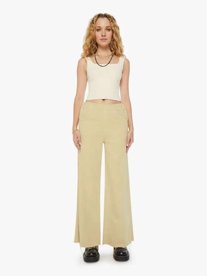 Women Wide Leg Mother Denim The Main Sail Sneak Fray Brown