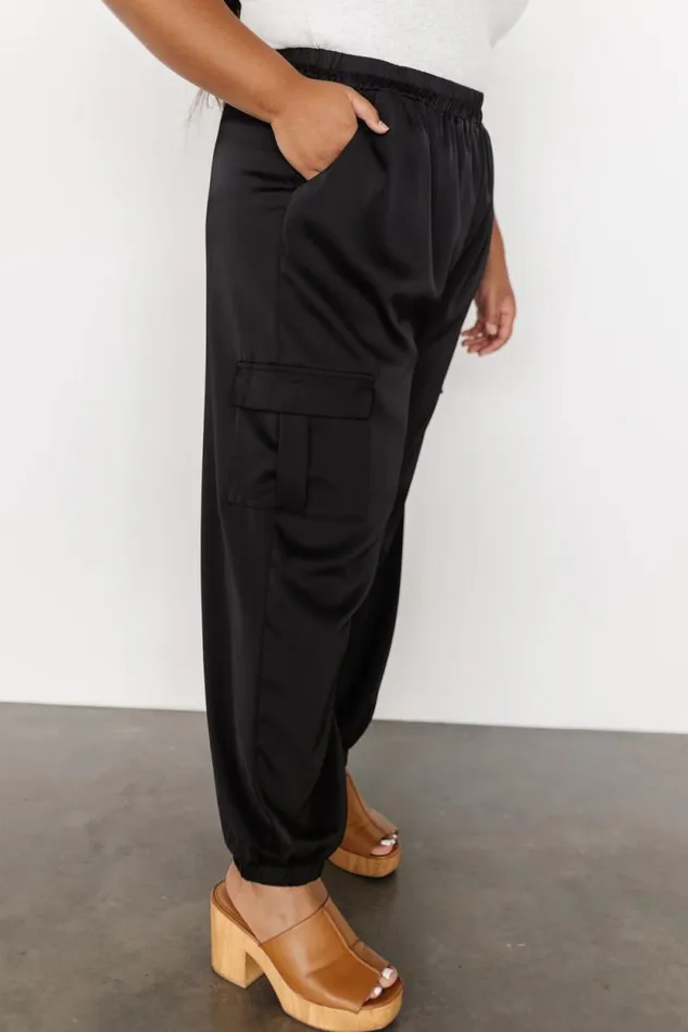 Women William Satin Jogger Pants Black Baltic Born Pants