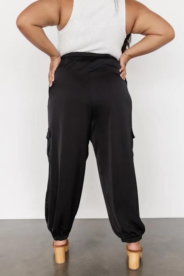 Women William Satin Jogger Pants Black Baltic Born Pants