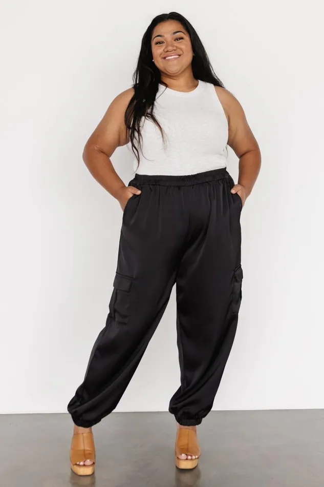 Women William Satin Jogger Pants Black Baltic Born Pants