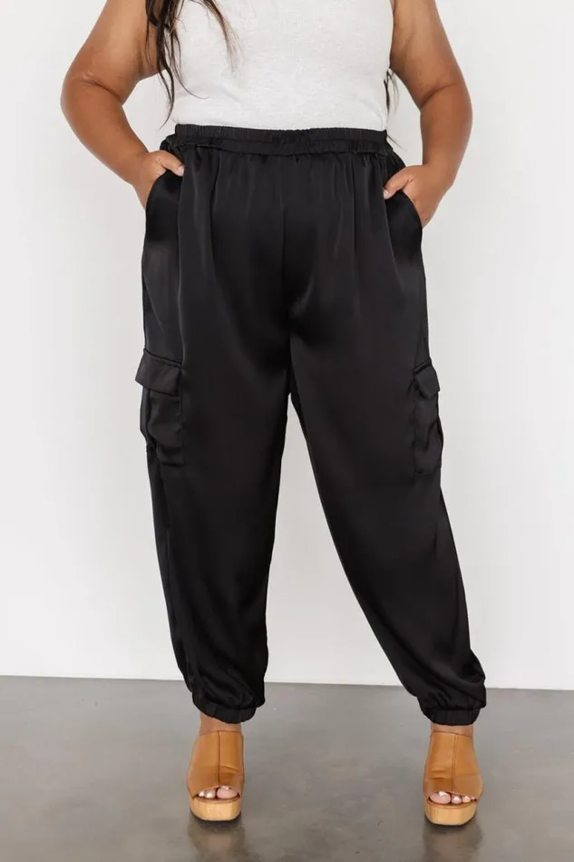 Women William Satin Jogger Pants Black Baltic Born Pants