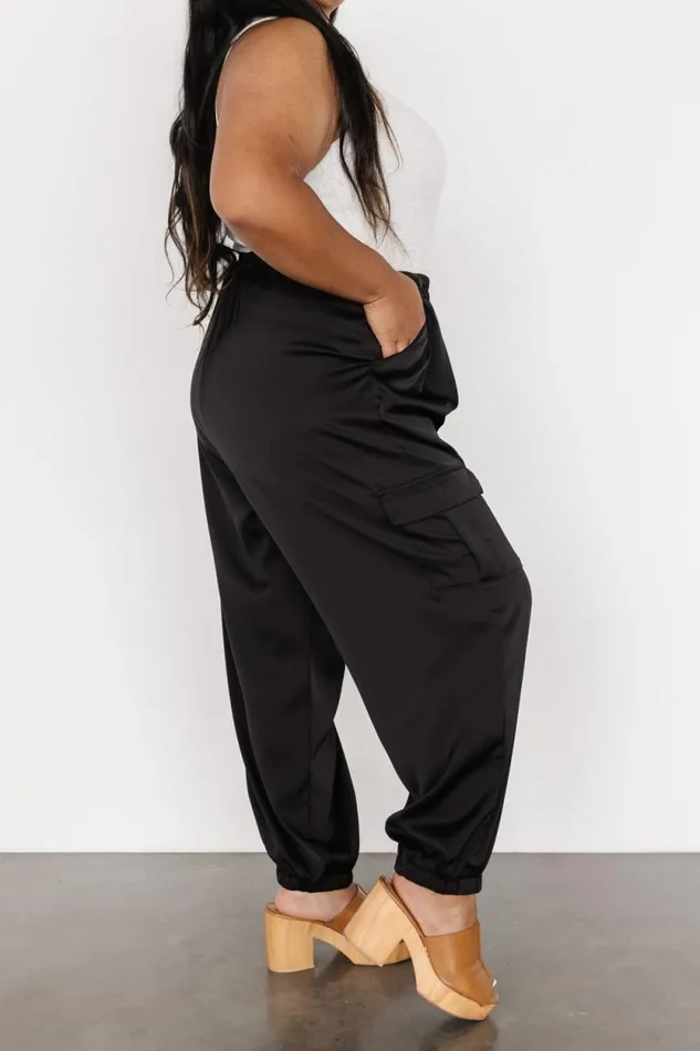 Women William Satin Jogger Pants Black Baltic Born Pants
