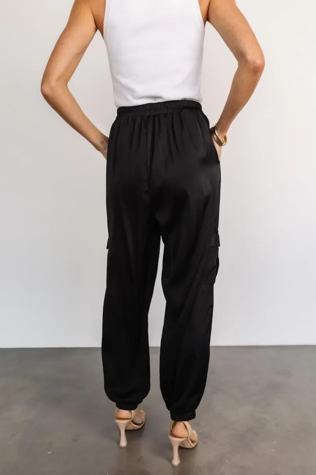 Women William Satin Jogger Pants Black Baltic Born Pants