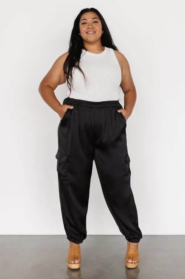 Women William Satin Jogger Pants Black Baltic Born Pants