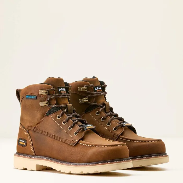 Women Work Boots and Shoes Ariat Rebar Lift Waterproof Work Boot Distressed Brown