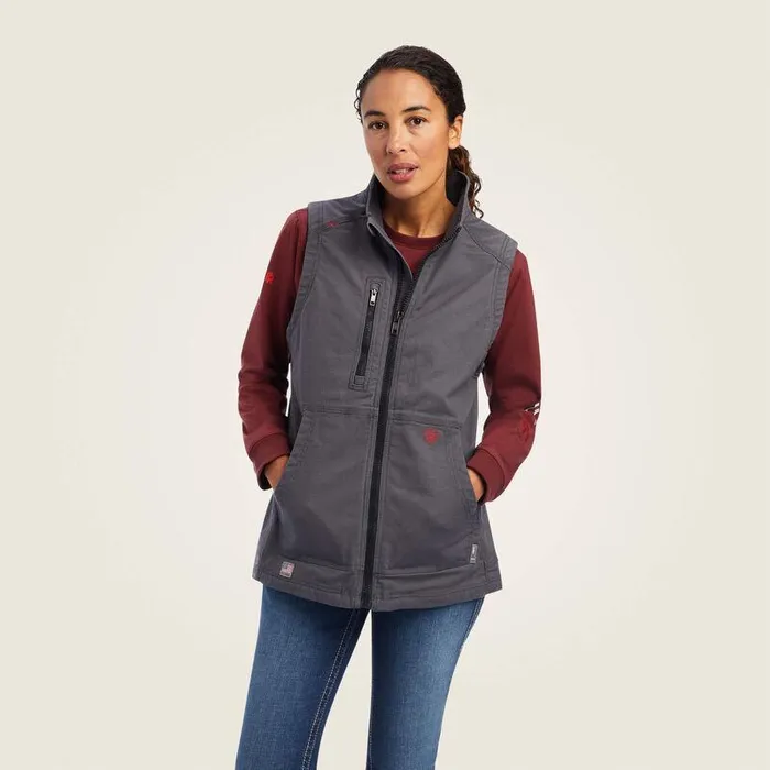 Women Workwear Ariat FR DuraLight Cordura Canvas Vest Iron Grey
