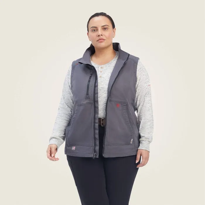 Women Workwear Ariat FR DuraLight Cordura Canvas Vest Iron Grey Women Workwear Ariat FR DuraLight Cordura Canvas Vest Iron Grey