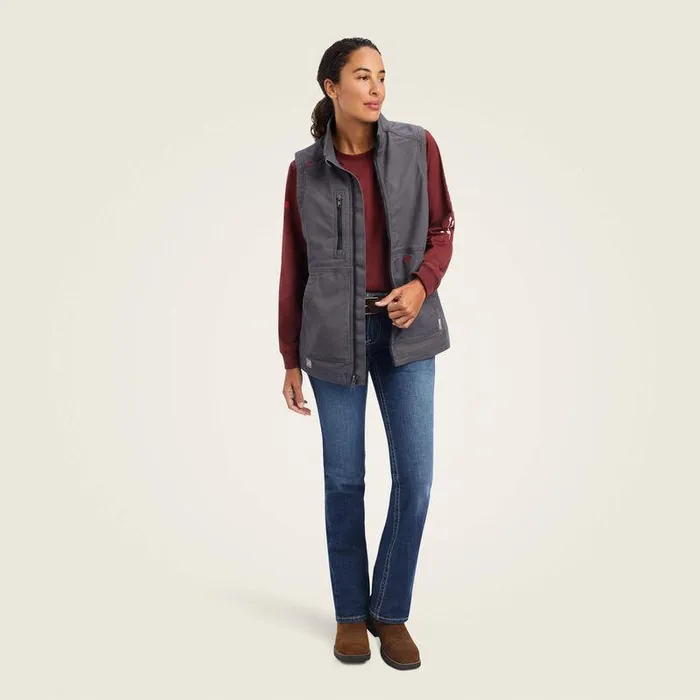 Women Workwear Ariat FR DuraLight Cordura Canvas Vest Iron Grey Women Workwear Ariat FR DuraLight Cordura Canvas Vest Iron Grey