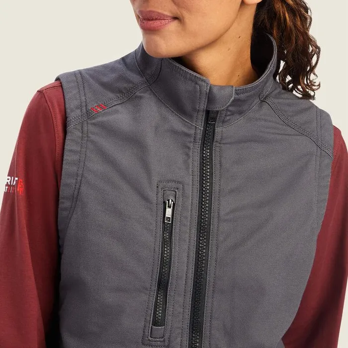 Women Workwear Ariat FR DuraLight Cordura Canvas Vest Iron Grey Women Workwear Ariat FR DuraLight Cordura Canvas Vest Iron Grey