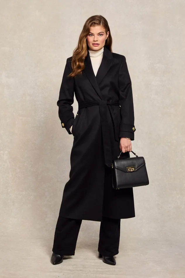 Women Wrap Coat Soft Black Holland Cooper Tailoring