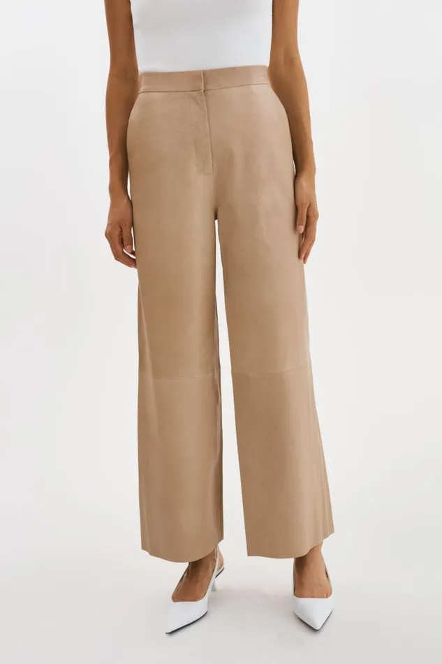 Women YAREN Leather Pants Beige LAMARQUE Pants and Shorts