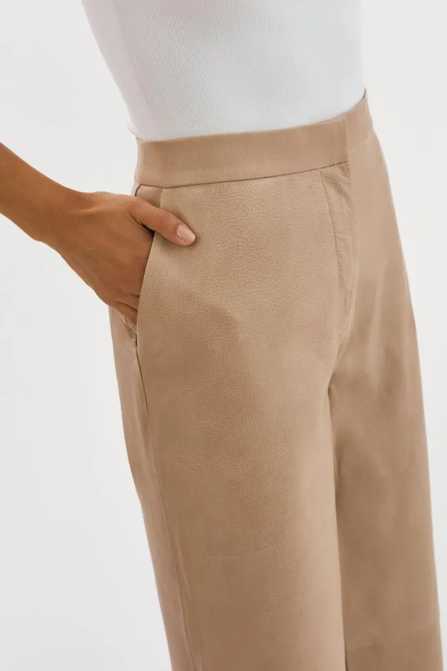 Women YAREN Leather Pants Beige LAMARQUE Pants and Shorts