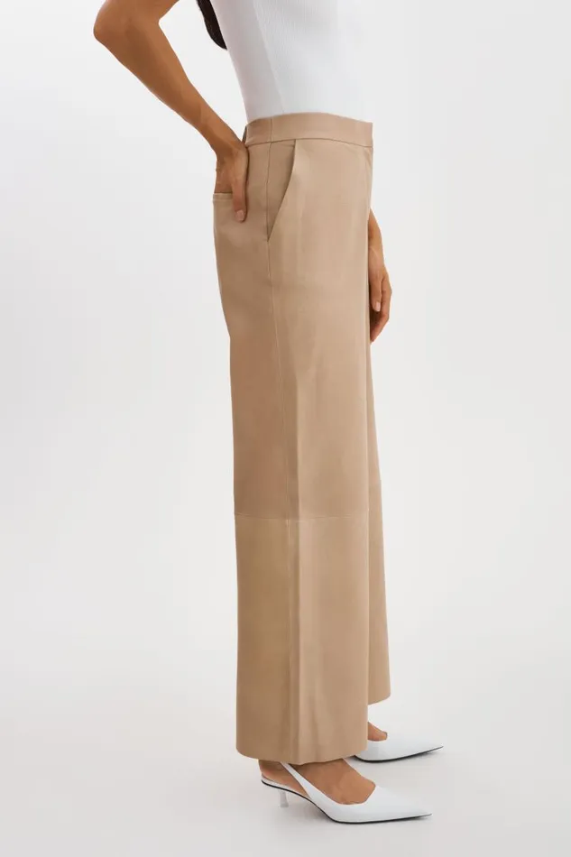 Women YAREN Leather Pants Beige LAMARQUE Pants and Shorts