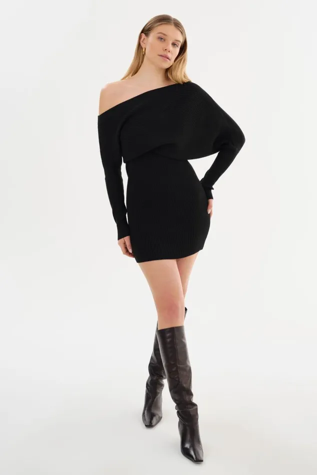 Women ZENOBIA Knit Midi Dress Black LAMARQUE Dresses Women ZENOBIA Knit Midi Dress Black LAMARQUE Dresses