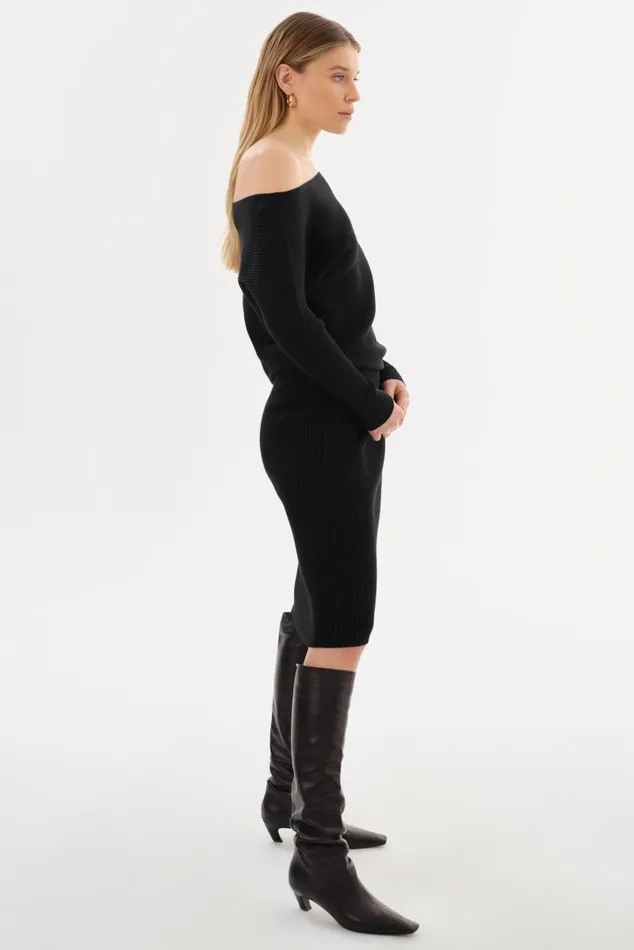 Women ZENOBIA Knit Midi Dress Black LAMARQUE Dresses Women ZENOBIA Knit Midi Dress Black LAMARQUE Dresses