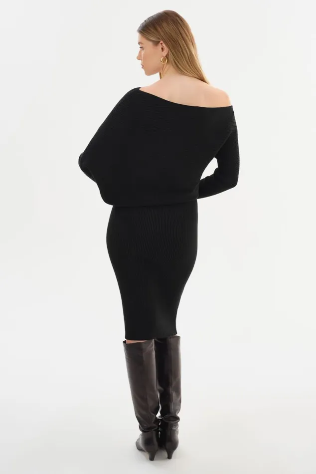Women ZENOBIA Knit Midi Dress Black LAMARQUE Dresses Women ZENOBIA Knit Midi Dress Black LAMARQUE Dresses