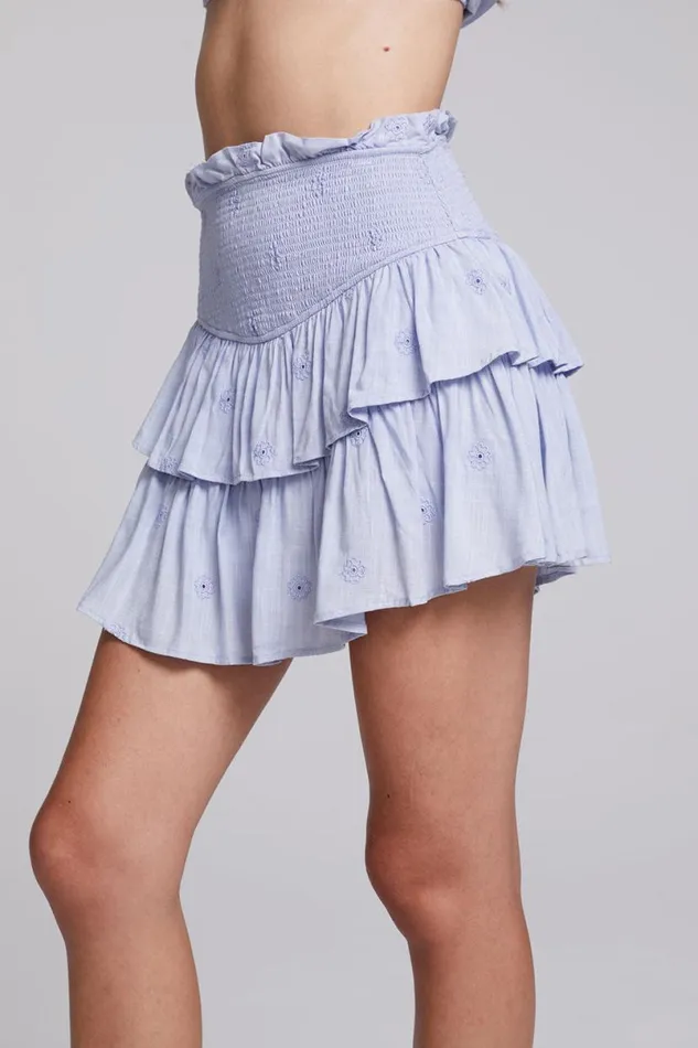 Womens Bottoms Chaser Brand Cruz Faded Denim Blue Mini Skirt