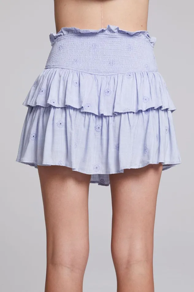 Womens Bottoms Chaser Brand Cruz Faded Denim Blue Mini Skirt